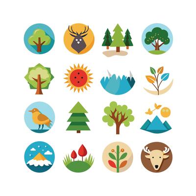 Nature Icon Set Collection Illustration