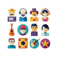 Music and Entertainment Icon Set Collection Illustration vector