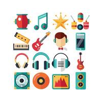 Music and Entertainment Icon Set Collection Illustration vector