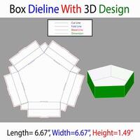 Five Cornner Box Dieline Template With 3d Design vector