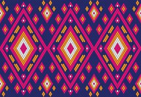 Knitted pattern seamless fabric pink-blue color tone. traditional knitted pattern ethnic style. Designed for background ,wallpaper ,carpet ,clothing ,knitted pattern ,fabric ,pixel art ,textile vector