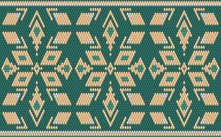 Knitted pattern seamless fabric green color tone. traditional knitted pattern ethnic style. Designed for background ,wallpaper ,carpet ,clothing ,knitted pattern ,fabric ,pixel art ,textile vector
