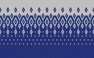 Knitted pattern seamless fabric blue color tone. traditional knitted pattern ethnic style. Designed for background ,wallpaper ,carpet ,clothing ,knitted pattern ,fabric ,pixel art ,textile vector