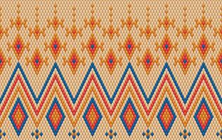 Knitted pattern seamless fabric orange color tone. traditional knitted pattern ethnic style. Designed for background ,wallpaper ,carpet ,clothing ,knitted pattern ,fabric ,pixel art ,textile vector