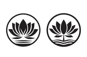 Elegant Lotus Silhouette Icon Simple Design on White vector