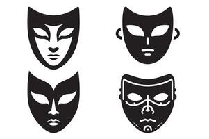 Minimalist Mask Silhouette Icon Illustration on White Background vector