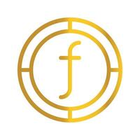 Dutch currency florin golden coin, can be used as a design symbol for money, finance and business. with a gradient fill design. vector