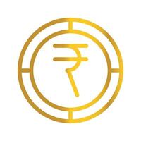 Indian currency rupee golden coin, can be used as a symbol design for Money, Finance and business. with a gradient fill design. vector