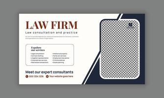 Law firm services social media post design or law consulting web banner template, and Instagram post or square flyer template vector