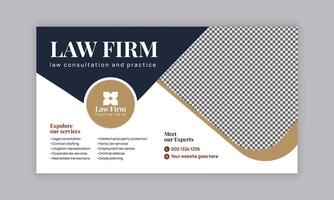 Law firm services social media post design or law consulting web banner template, and Instagram post or square flyer template vector