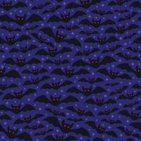 seamless repeating pattern of black bats on a blue background on a starry night vector