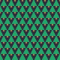 seamless repeating pattern of pine trees in flat design style on a black background vector