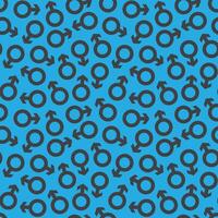 seamless repeating pattern of the male symbol in black on a blue background vector