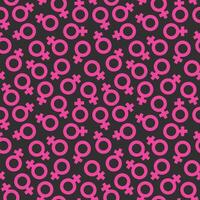 seamless repeating pattern of a pink female symbol on a black background vector