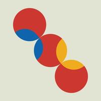 Bauhaus geometric pattern background, abstract circle, triangle and square lines art. Yellow, blue, red and green color, trendy Bauhaus pattern backgrounds set vector