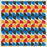 Bauhaus geometric pattern background, abstract circle, triangle and square lines art. Yellow, blue, red and green color, trendy Bauhaus pattern backgrounds set vector