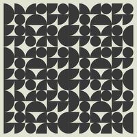 Retro black and white geometric pattern background, abstract circle, triangle and square lines art. Trendy bauhaus pattern backgrounds op-art set vector