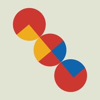 Bauhaus geometric pattern background, abstract circle, triangle and square lines art. Yellow, blue, red and green color, trendy Bauhaus pattern backgrounds set vector