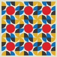 Bauhaus geometric pattern background, abstract circle, triangle and square lines art. Yellow, blue, red and green color, trendy Bauhaus pattern backgrounds set vector