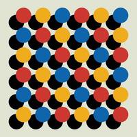 Bauhaus geometric pattern background, abstract circle, triangle and square lines art. Yellow, blue, red and green color, trendy Bauhaus pattern backgrounds set vector