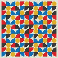 Bauhaus geometric pattern background, abstract circle, triangle and square lines art. Yellow, blue, red and green color, trendy Bauhaus pattern backgrounds set vector