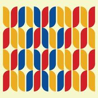 Bauhaus geometric pattern background, abstract circle, triangle and square lines art. Yellow, blue, red and green color, trendy Bauhaus pattern backgrounds set vector