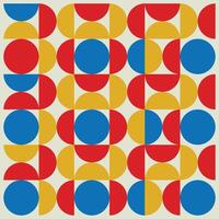 Bauhaus geometric pattern background, abstract circle, triangle and square lines art. Yellow, blue, red and green color, trendy Bauhaus pattern backgrounds set vector