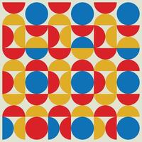 Bauhaus geometric pattern background, abstract circle, triangle and square lines art. Yellow, blue, red and green color, trendy Bauhaus pattern backgrounds set vector
