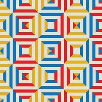Retro geometric pattern background, abstract circle, triangle and square lines art. Yellow, blue, red and green color, trendy bauhaus pattern backgrounds set vector
