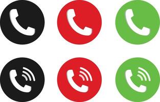 phone call buttons and WiFi black, red green vector