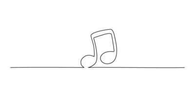 Continuous line drawning of Music note on white background. vector