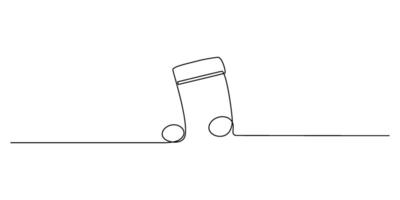 Continuous line drawning of Music note on white background. vector