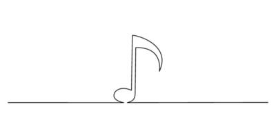 Continuous line drawning of Music note on white background. vector