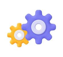 Cogwheel gear, setting symbol. Technical support, repair, optimization and workflow concept. 3d icon. Cartoon minimal style. vector