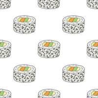 Seamless pattern with sushi roll for decorative print, wrapping paper, menu, wallpaper and fabric vector