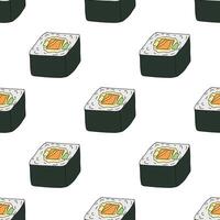 Seamless pattern with sushi roll for decorative print, wrapping paper, menu, wallpaper and fabric vector