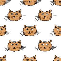 Seamless pattern with cat muzzle doodle for decorative print, wrapping paper, greeting cards, wallpaper and fabric vector