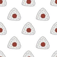 Seamless pattern with onigiri for decorative print, wrapping paper, menu, wallpaper and fabric vector
