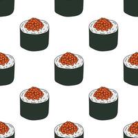 Seamless pattern with sushi roll for decorative print, wrapping paper, menu, wallpaper and fabric vector