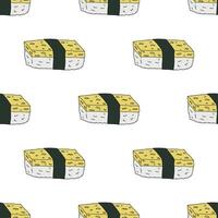 Seamless pattern with sushi for decorative print, wrapping paper, menu, wallpaper and fabric vector