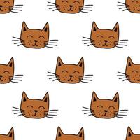 Seamless pattern with cat muzzle doodle for decorative print, wrapping paper, greeting cards, wallpaper and fabric vector