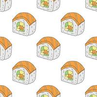 Seamless pattern with sushi roll for decorative print, wrapping paper, menu, wallpaper and fabric vector
