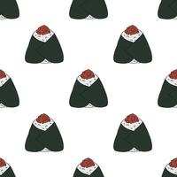 Seamless pattern with onigiri for decorative print, wrapping paper, menu, wallpaper and fabric vector