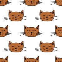 Seamless pattern with cat muzzle doodle for decorative print, wrapping paper, greeting cards, wallpaper and fabric vector