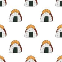 Seamless pattern with onigiri for decorative print, wrapping paper, menu, wallpaper and fabric vector
