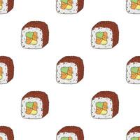 Seamless pattern with sushi roll for decorative print, wrapping paper, menu, wallpaper and fabric vector