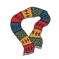 Knitted scarf doodle Hand drawn winter accessories Single design element for card, print, design, decor vector