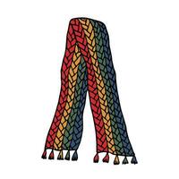 Knitted scarf doodle Hand drawn winter accessories Single design element for card, print, design, decor vector
