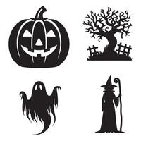 halloween silhouette set vector