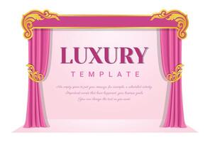Pink curtains elegant background, vintage frame for invitations and greeting cards. Can use for invitations and greeting cards. vector